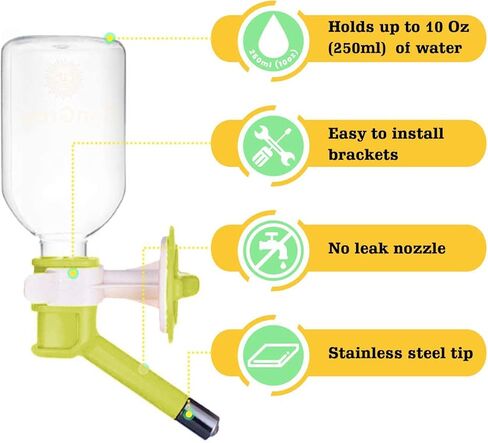 SunGrow 10 oz Guinea Pig & Hamster Pet Crate Water Bottle Dispenser, No Drip Dog Puppy & Cats Cage Kennel Wall Mount Water Dispenser/Feeder Bottle, Suitable for Kitten, Ferrets & Other Small Animals in Saudi Arabia
