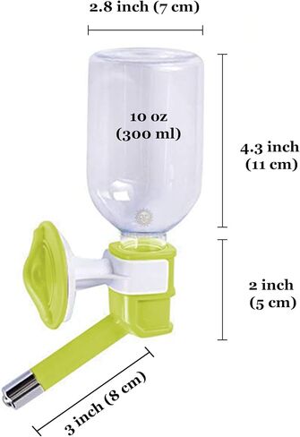 SunGrow 10 oz Guinea Pig & Hamster Pet Crate Water Bottle Dispenser, No Drip Dog Puppy & Cats Cage Kennel Wall Mount Water Dispenser/Feeder Bottle, Suitable for Kitten, Ferrets & Other Small Animals in Saudi Arabia
