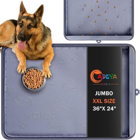 بساط طعام للكلاب والماء من السيليكون كبير الحجم مع جيب لالتقاط الانسكابات والبقايا، بساط طعام للقطط مقاوم للماء ومضاد للانزلاق مع شفاه عالية مضاد للعض in Kuwait