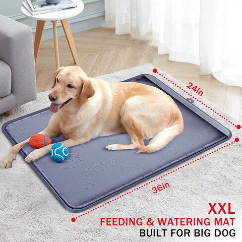 بساط طعام للكلاب والماء من السيليكون كبير الحجم مع جيب لالتقاط الانسكابات والبقايا، بساط طعام للقطط مقاوم للماء ومضاد للانزلاق مع شفاه عالية مضاد للعض in Kuwait