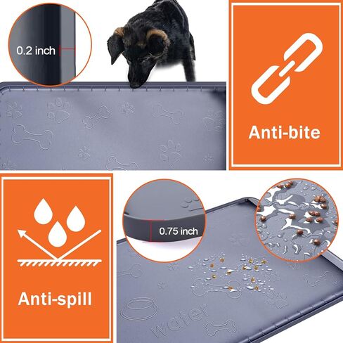 بساط طعام للكلاب والماء من السيليكون كبير الحجم مع جيب لالتقاط الانسكابات والبقايا، بساط طعام للقطط مقاوم للماء ومضاد للانزلاق مع شفاه عالية مضاد للعض in Kuwait