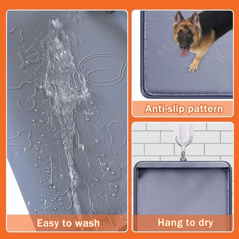 بساط طعام للكلاب والماء من السيليكون كبير الحجم مع جيب لالتقاط الانسكابات والبقايا، بساط طعام للقطط مقاوم للماء ومضاد للانزلاق مع شفاه عالية مضاد للعض in Kuwait