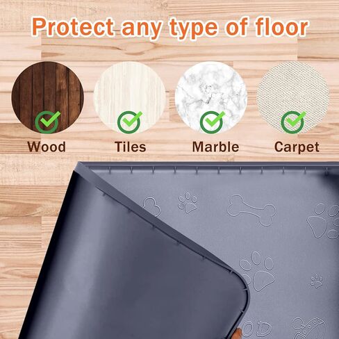 بساط طعام للكلاب والماء من السيليكون كبير الحجم مع جيب لالتقاط الانسكابات والبقايا، بساط طعام للقطط مقاوم للماء ومضاد للانزلاق مع شفاه عالية مضاد للعض in Kuwait