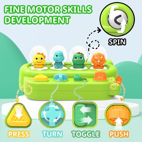ألعاب Anemeeoke Animals المنبثقة للسبب والتأثير لعمر 1-2 سنة للأولاد والبنات هدايا للأطفال الصغار، من 12 إلى 18 شهرًا للتعلم المبكر ألعاب تعليمية للأطفال in Kuwait