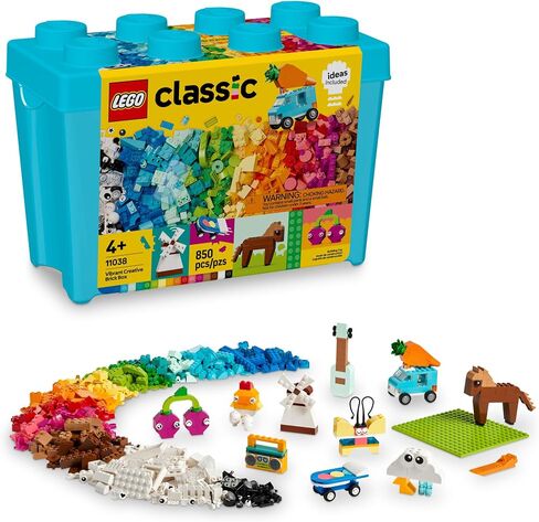 LEGO Classic Vibrant Creative Brick Box Arts & Crafts Toy for Kids, Creative Building Set with Unicorn, Skateboard, Guitar, Plane & More, Sensory Toy Birthday Gift for 4 Year Old Girls and Boys, 11038 in Saudi Arabia