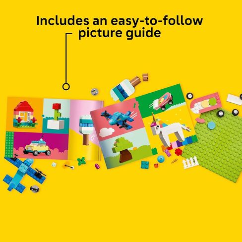 LEGO Classic Vibrant Creative Brick Box Arts & Crafts Toy for Kids, Creative Building Set with Unicorn, Skateboard, Guitar, Plane & More, Sensory Toy Birthday Gift for 4 Year Old Girls and Boys, 11038 in Saudi Arabia