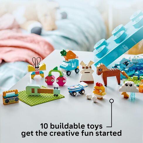 LEGO Classic Vibrant Creative Brick Box Arts & Crafts Toy for Kids, Creative Building Set with Unicorn, Skateboard, Guitar, Plane & More, Sensory Toy Birthday Gift for 4 Year Old Girls and Boys, 11038 in Saudi Arabia