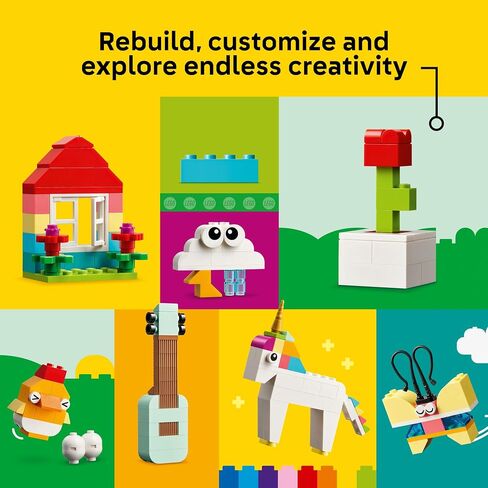 LEGO Classic Vibrant Creative Brick Box Arts & Crafts Toy for Kids, Creative Building Set with Unicorn, Skateboard, Guitar, Plane & More, Sensory Toy Birthday Gift for 4 Year Old Girls and Boys, 11038 in Saudi Arabia