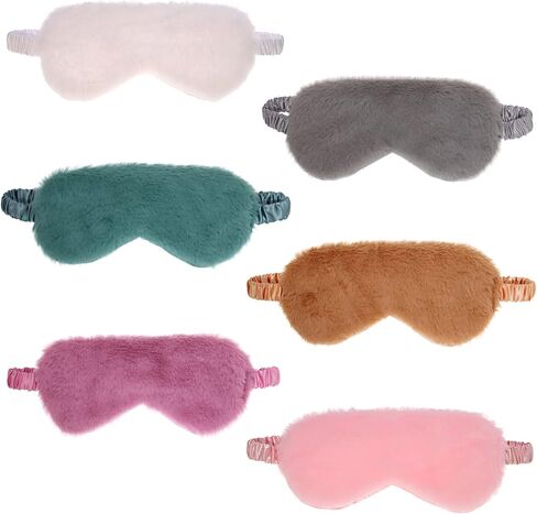 Bettli Plush Sleep Mask Soft Blindfold Color Faux Fur Eye Cover Pack of 6 in Kuwait