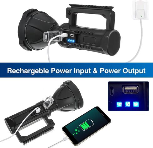 Chanarily Rechargeable Spotlight Flashlight 100000 Lumens with Tripod IPX5 Waterproof Handheld Spotlight 4 Modes Search Light for Camping, Fishing, Hunting, Hiking, Emergency&Other Outdoor Activities in Saudi Arabia