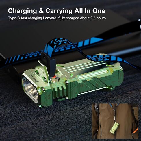 WUBEN X2 1,800 High Lumens Outdoor Pocket Flashlight 90+ High CRI, 175° Floodlighting Mini Rechargeable Flashlight for EDC, Camping, Night Walk, Emergency with 6 Light Modes, Type-C Charging Lanyard in Kuwait