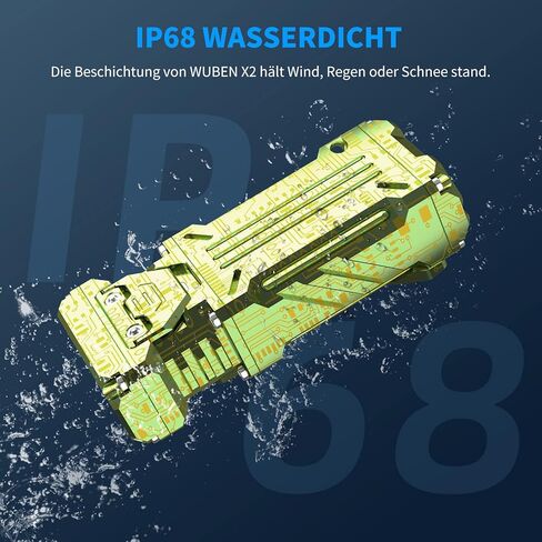 WUBEN X2 1,800 High Lumens Outdoor Pocket Flashlight 90+ High CRI, 175° Floodlighting Mini Rechargeable Flashlight for EDC, Camping, Night Walk, Emergency with 6 Light Modes, Type-C Charging Lanyard in Kuwait