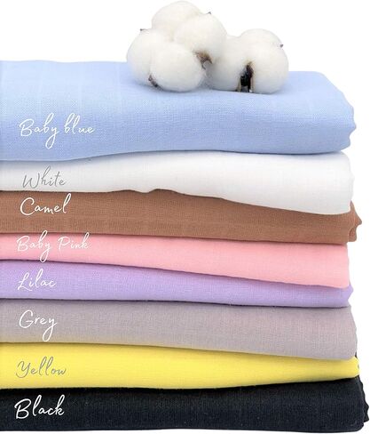 Cotton Muslin Swaddle Baby Blankets 2 Pieces Set (White/Dusty Rose) in Kuwait