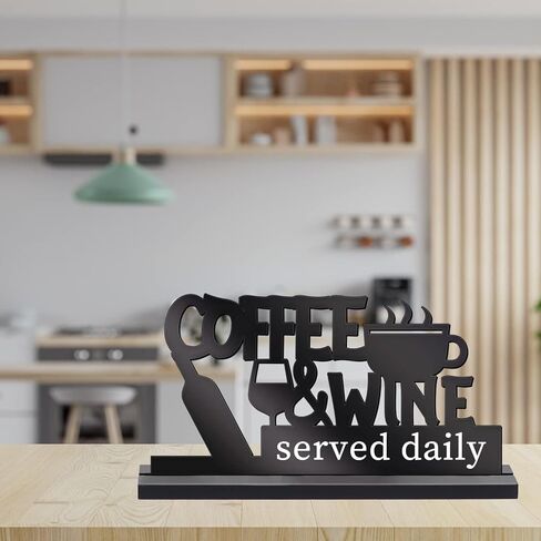 Ggjgrpx علامة يومية تقدم القهوة، علامة بار قهوة خشبية مجوفة للشرب، ديكورات القهوة لبار القهوة، بار المشروبات والمنزل، زخرفة فنية خشبية لبار القهوة ومحبي المشروبات in Kuwait