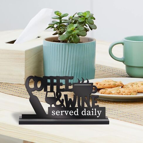 Ggjgrpx علامة يومية تقدم القهوة، علامة بار قهوة خشبية مجوفة للشرب، ديكورات القهوة لبار القهوة، بار المشروبات والمنزل، زخرفة فنية خشبية لبار القهوة ومحبي المشروبات in Kuwait