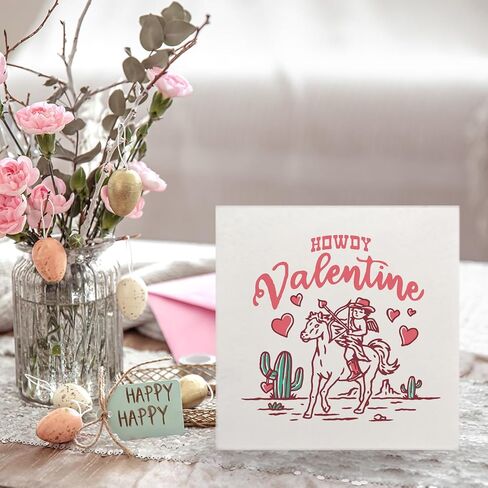 Grapehiker Howdy Valentine Sign، علامة خشبية لعيد الحب الغربي، ديكور عيد الحب لراعية البقر، ديكور غرفة راعية البقر الوردي، هدايا راعية البقر، علامة صندوق خشبي لعيد الحب الغربي العتيق 5x5 in Kuwait