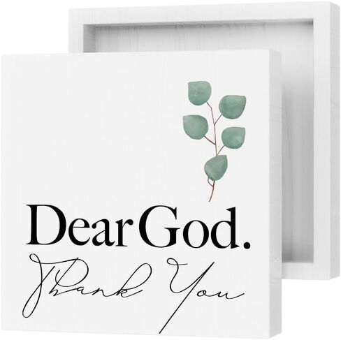 Farmhouse Decorative Signs Plaques Wooden Box Sign Desk Decor, Christian Saying Quote Rustic Religious Wood Block Plaque Box Sign Home Office Decor for Living Room Bedroom Bathroom Kitchen Shelf Table in Kuwait