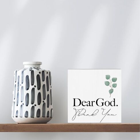 Farmhouse Decorative Signs Plaques Wooden Box Sign Desk Decor, Christian Saying Quote Rustic Religious Wood Block Plaque Box Sign Home Office Decor for Living Room Bedroom Bathroom Kitchen Shelf Table in Kuwait