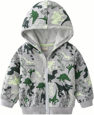 Boys Zip-up Dinosaur Hoodies Toddler Light Jackets Zipper Sweatshirt in Saudi Arabia