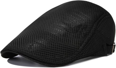 Lopsity Men Mesh Flat Cap Breathable Summer Newsboy Hat Beret Hat Summer Cap Adjustable Newsboy Beret Cap Cabbie Flat Caps in Saudi Arabia