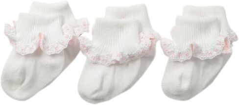 Jefferies Socks Baby-Girls Infant Cluny and Satin Lace Socks 3 Pair Pack in Saudi Arabia