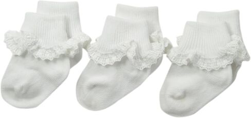Jefferies Socks Baby-Girls Infant Cluny and Satin Lace Socks 3 Pair Pack in Saudi Arabia
