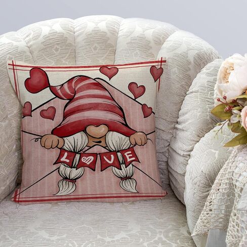 عيد الحب وسادة يغطي 18x18 مجموعة من 4 عيد الحب التماثيل الكتان وسادة الزخرفية رمي وسادة يغطي أريكة الأريكة الذكرى الزفاف عيد الحب ديكور المنزل in Kuwait