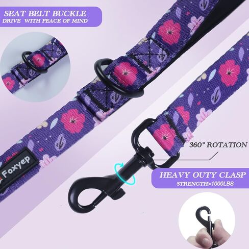 Foxyep Dog Leash 2 مقابض بمقبض مبطن لمزيد من التحكم، مع حقيبة أنبوب الكلب لطيف فتاة الكلب المقود تصميم زهرة للكلاب الصغيرة والمتوسطة الكبيرة، جرو (الوردي الأسود والوردي) in Kuwait