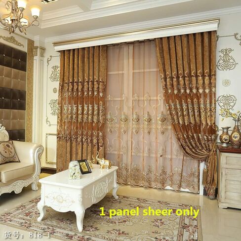Embroidered Grommet Curtains European Floral Luxury Curtains Semi Blackout Curtains for Living Room/Bedroom 1 Panel Thermal Insulated Window Treatment Drapes Eyelet Curtains W40 x L84 inch in Saudi Arabia