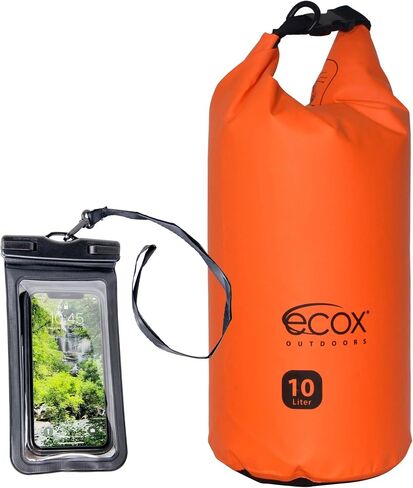 ecox Outdoors Waterproof Dry Bag for Outdoors Activities High Grade 500D PVC Construction Includes Waterproof Phone Case and Side Strap for Easy Carry 10L and 20L Models in Saudi Arabia