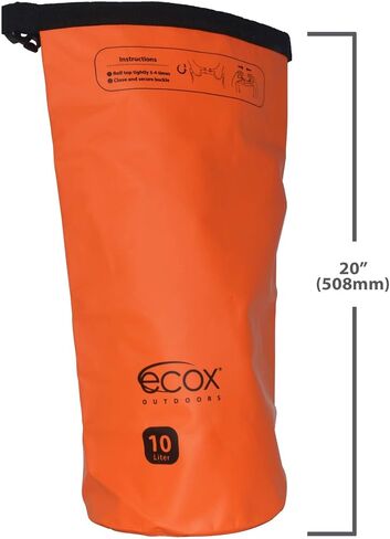 ecox Outdoors Waterproof Dry Bag for Outdoors Activities High Grade 500D PVC Construction Includes Waterproof Phone Case and Side Strap for Easy Carry 10L and 20L Models in Saudi Arabia