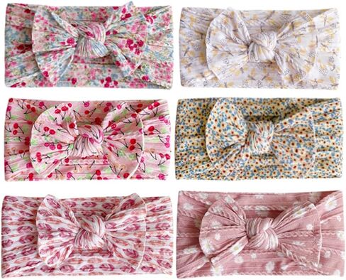 6 قطع عصابات رأس للأطفال من عمر سنتين من النايلون للبنات الصغار بطباعة الطبيعة الرياح إكسسوارات شعر الأميرة in Kuwait