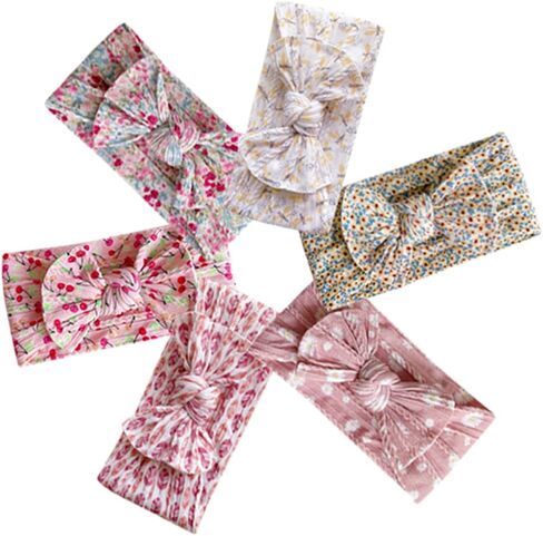 6 قطع عصابات رأس للأطفال من عمر سنتين من النايلون للبنات الصغار بطباعة الطبيعة الرياح إكسسوارات شعر الأميرة in Kuwait