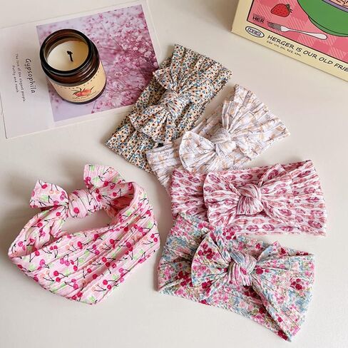 6 قطع عصابات رأس للأطفال من عمر سنتين من النايلون للبنات الصغار بطباعة الطبيعة الرياح إكسسوارات شعر الأميرة in Kuwait