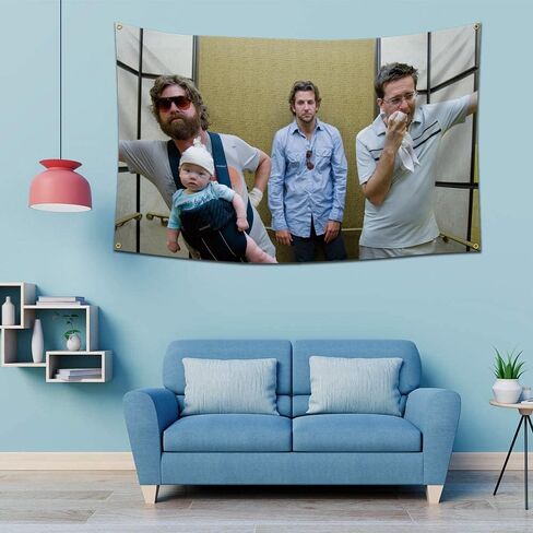 Hangover Flag 3x5Feet the Movie Elevator Scene "لماذا لا نتذكر شيئًا ملعونًا؟" نسيج مضحك لغرفة النوم وغرفة النوم الجامعية in Kuwait