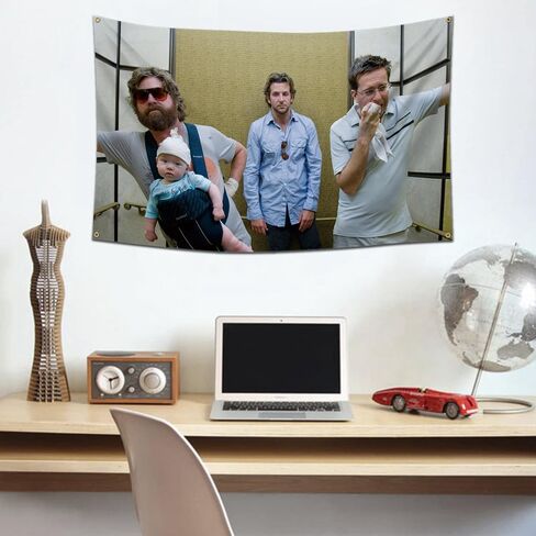 Hangover Flag 3x5Feet the Movie Elevator Scene "لماذا لا نتذكر شيئًا ملعونًا؟" نسيج مضحك لغرفة النوم وغرفة النوم الجامعية in Kuwait