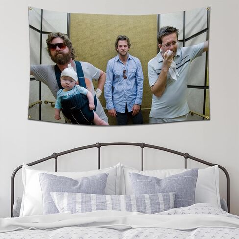 Hangover Flag 3x5Feet the Movie Elevator Scene "لماذا لا نتذكر شيئًا ملعونًا؟" نسيج مضحك لغرفة النوم وغرفة النوم الجامعية in Kuwait
