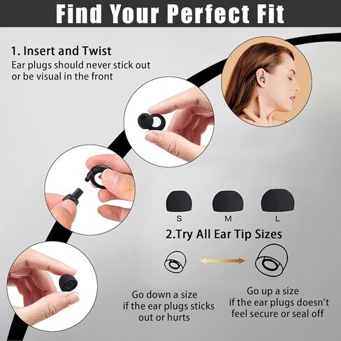 3Pairs Ear Caps Earplugs High Fidelity Hearing Protection,Concert Earplugs Low-Level Noise Reduction with Clear Speech for Sleep Noise Sensitivity Flights Concerts(Black White) in Kuwait