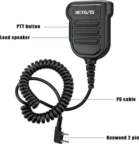 ميكروفون مكبر صوت لاسلكي Retevis RT86 RT85، ميكروفون راديو IP54 مقاوم للماء مع مقبس صوت 3.5 مم متوافق مع Baofeng UV-5R BF-F8HP 5RM Retevis RT22 RT21 RT68 RT81 RT3S RT5R راديو ثنائي الاتجاه (حزمة واحدة) in Saudi Arabia