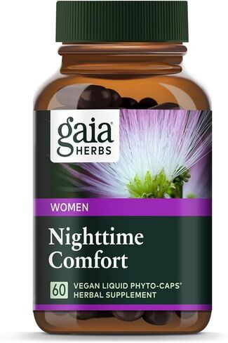 Gaia Herbs Nighttime Comfort - Menopause Supplement for Women - with Black Cohosh, Mimosa, Passionflower & St. John’s Wort - 60 Vegan Liquid Phyto-Caps (30 Servings) in Saudi Arabia