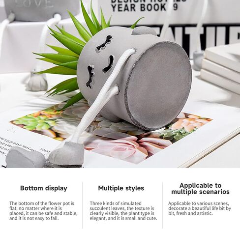 Artificial Plants Potted Set, Mini Potted Succulents Decorative with Gray Pots, Succulents Creative Decor, Simulation Plants Ornament 3PCS, Office Home Decor Gifts in Saudi Arabia
