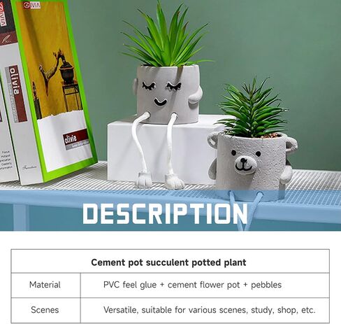 Artificial Plants Potted Set, Mini Potted Succulents Decorative with Gray Pots, Succulents Creative Decor, Simulation Plants Ornament 3PCS, Office Home Decor Gifts in Saudi Arabia