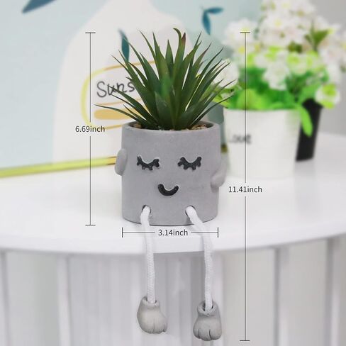 Artificial Plants Potted Set, Mini Potted Succulents Decorative with Gray Pots, Succulents Creative Decor, Simulation Plants Ornament 3PCS, Office Home Decor Gifts in Saudi Arabia