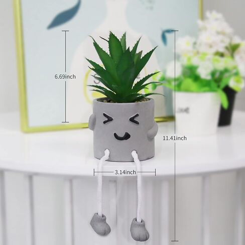 Artificial Plants Potted Set, Mini Potted Succulents Decorative with Gray Pots, Succulents Creative Decor, Simulation Plants Ornament 3PCS, Office Home Decor Gifts in Saudi Arabia