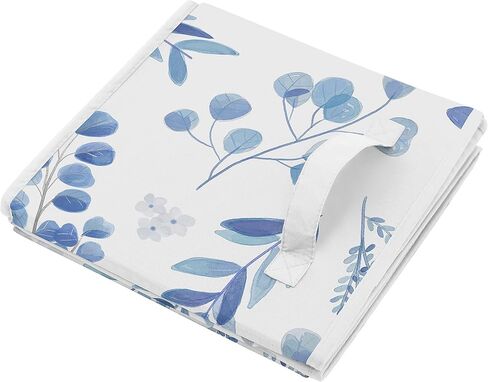 Sweet Jojo Designs Floral Leaf Foldable Fabric Storage Cube Bins Boxes Organizer Toys Kids Baby Childrens - Set of 2 - Blue Grey and White Boho Watercolor Botanical Flower Woodland Tropical Garden in Saudi Arabia
