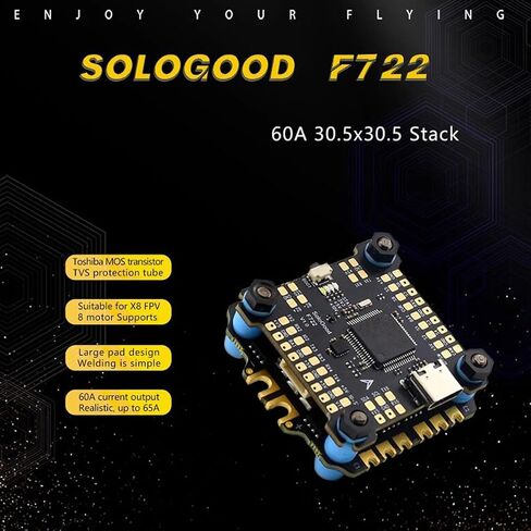 SoloGood F722 FPV وحدة تحكم الطيران كومة ICM42688P F722 وحدة تحكم الطيران مع 60A 4in1 ESC 30X30mm 2-6S لأجزاء طائرات بدون طيار FPV حرة in Saudi Arabia