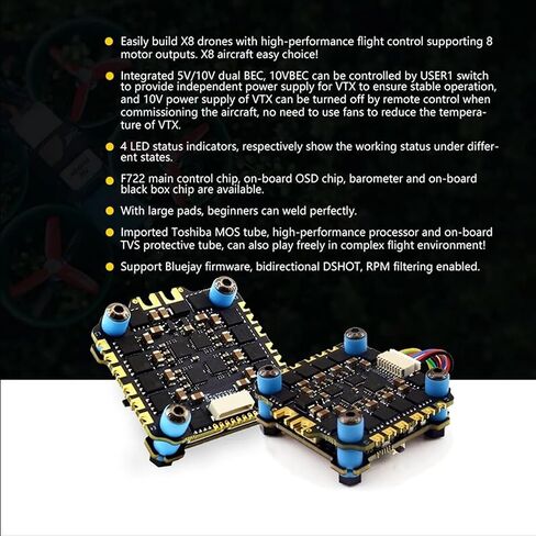SoloGood F722 FPV وحدة تحكم الطيران كومة ICM42688P F722 وحدة تحكم الطيران مع 60A 4in1 ESC 30X30mm 2-6S لأجزاء طائرات بدون طيار FPV حرة in Saudi Arabia