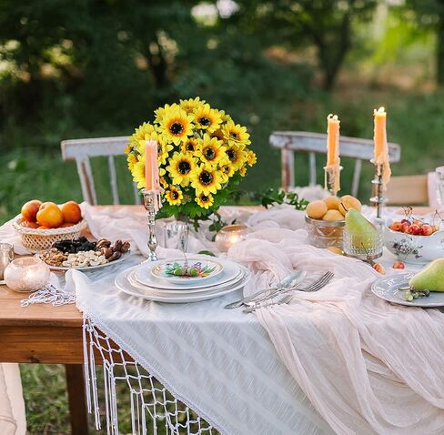 باقة عباد الشمس الاصطناعية من Lvydec، 19 بوصة كبيرة من عباد الشمس باقة عباد الشمس الحريرية مع جذع لتزيين المنزل وحفلات الزفاف in Kuwait