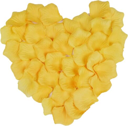 تشى شين 1200 قطعة من بتلات الورد الزهور الاصطناعية لحفلات الزفاف وحفلات الزفاف لوازم تزيين الحمام باللون الأصفر in Kuwait