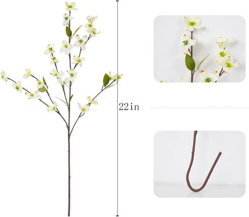 Artificial Flowers Blossom Stems Dogwood Silk Flowers Fake Cornus Bush for Home Decoration Table Centerpieces, 8 PCS (Champagne) in Kuwait